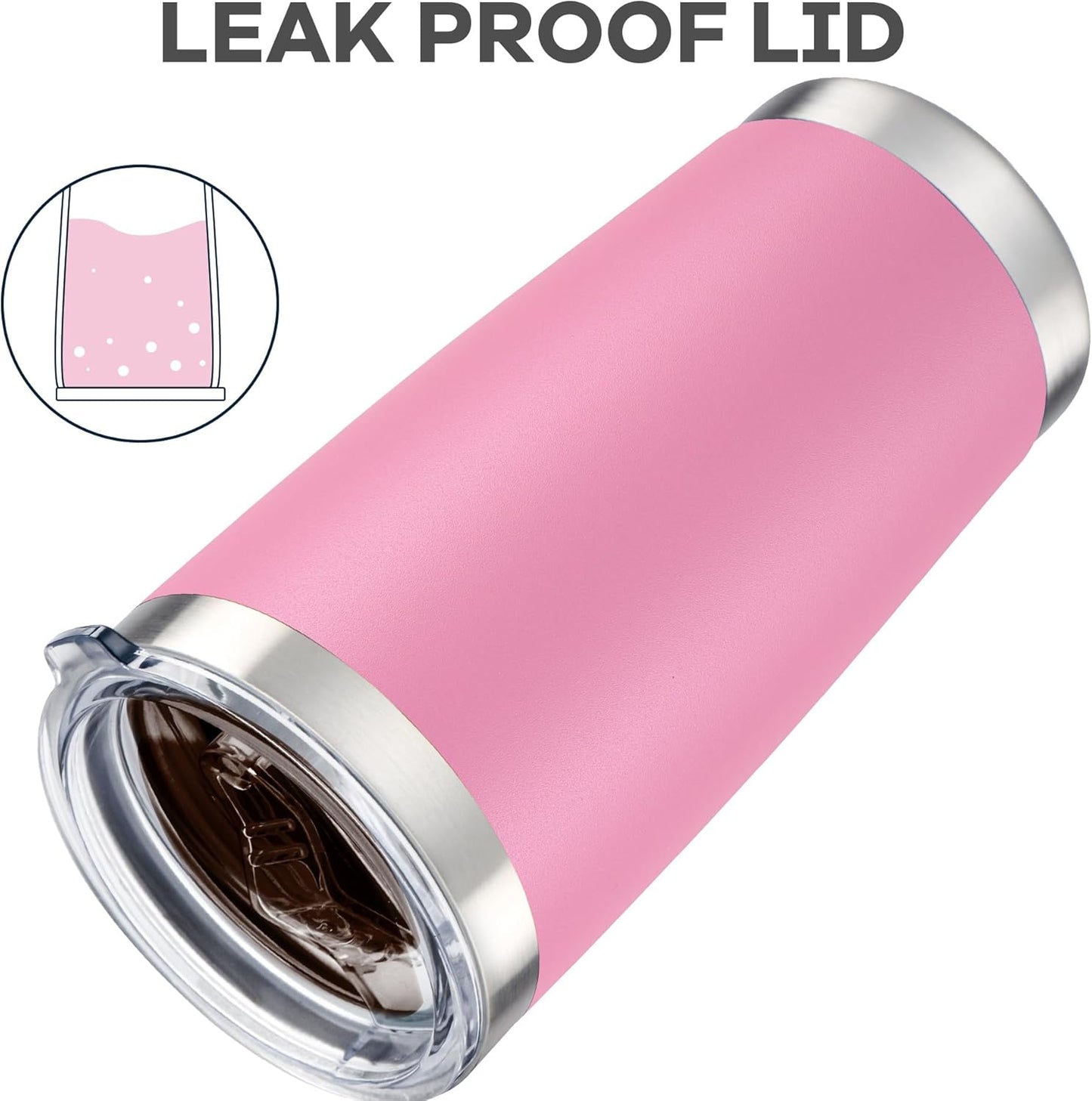 20 oz Tumbler with Lid Stainless Steel Insulated Tumblers Bulk Double Wall Vacuum Cups Powder Coated Travel Mug Keep Drinks Cold and Hot, Pink, 4 Pack