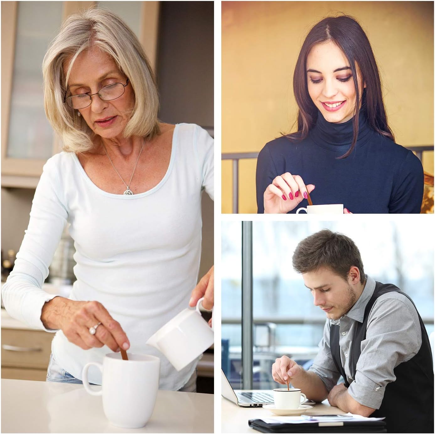 Honey Bear Kitchen Silicone Stirring Spoon (Set of 2, Dark Honey) for Coffee & Tea