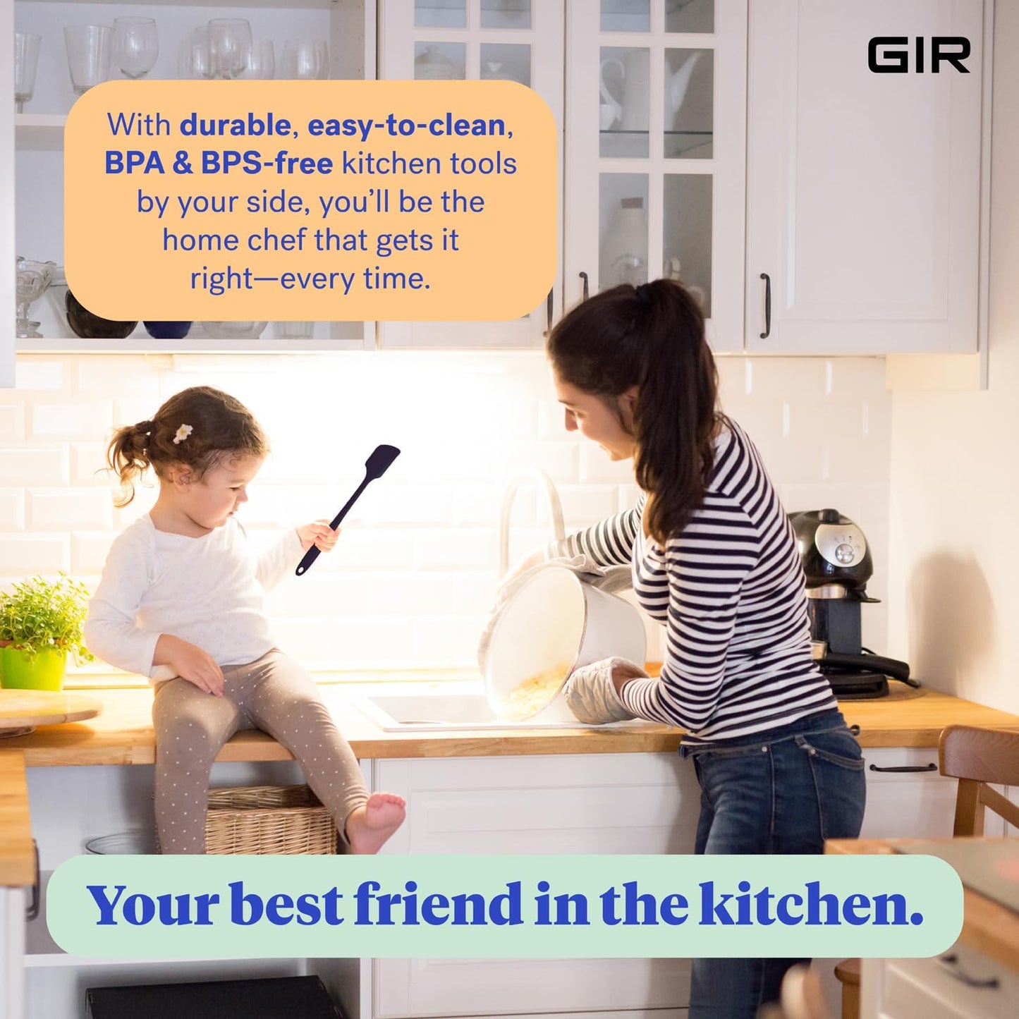 GIR: Get It Right Heat-Resistant Silicone Spatula Turner - 11-Inch White Studio - Seamless One-Piece Design - Nonstick & Dishwasher-Friendly - Non-Scratch Baking Spatula & Pancake Flipper