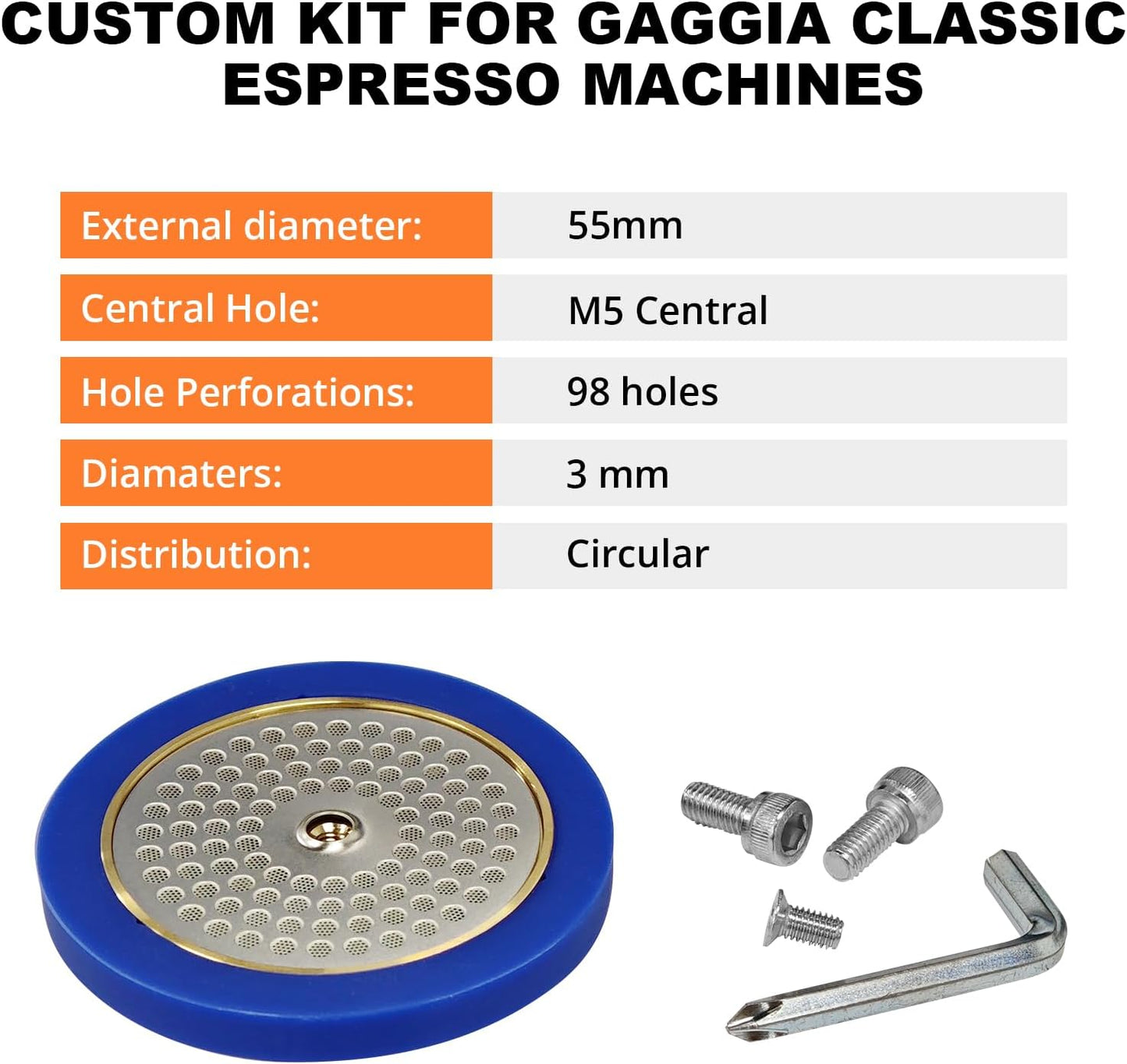 GA200IM Brass Tune Up Kit Compatible with Gaggia IMS Precision Screen, Stainless Shower Holder, Silicone Gasket fits Gaggia Coffee, Classic Coffee, Classic V1, Classic Pro V3, Carezza