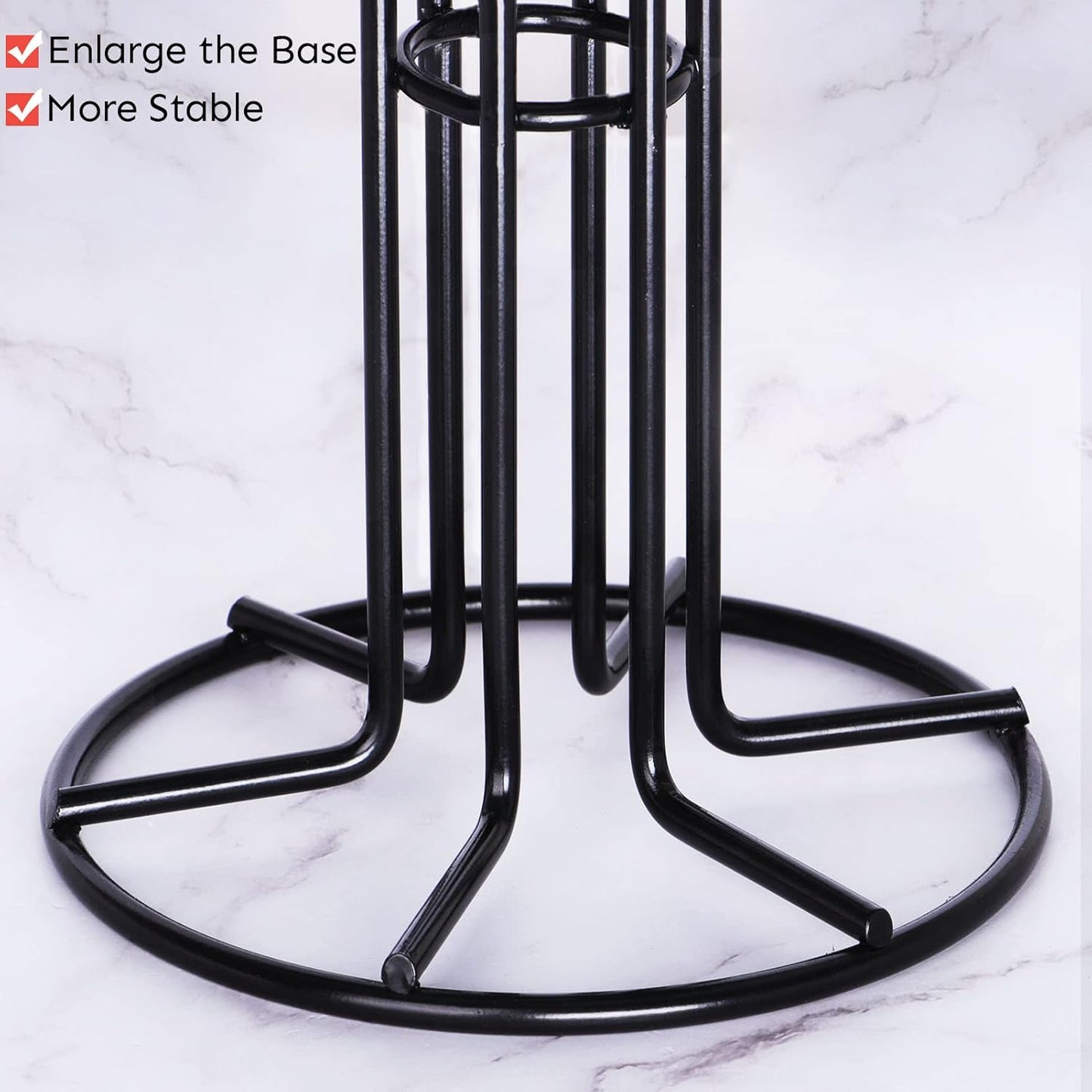 HULISEN Mug Tree for Large Cups, Counter Coffee Mug Holder with 6 Hooks, Metal Coffee Cup Holder Tree, Standing Rack for Countertop, Kitchen Counter Decor, Black