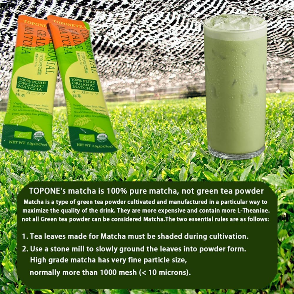 Mini Matcha Tea Set-Ceremonial Organic Japanese Matcha Powder With 30 single-serving sticks and Handmade Bamboo Whisk