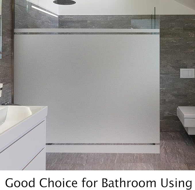 HIDBEA Frosted Window Privacy Film Heat Control UV Blocking, Static Cling Non-Adhesive Reusable Door coverings for Bathroom Home Office (Frosted 29.5 Inch x 6.5 Feet)