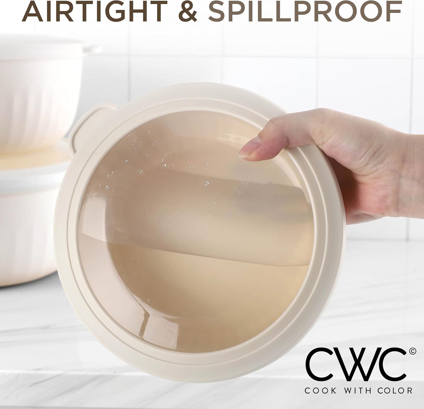 COOK WITH COLOR Prep Bowls with Lids- Wide and Deep Nesting Plastic Small Mixing Bowl Set with Lids, 12 Piece Set - Wide Bowls, Brown