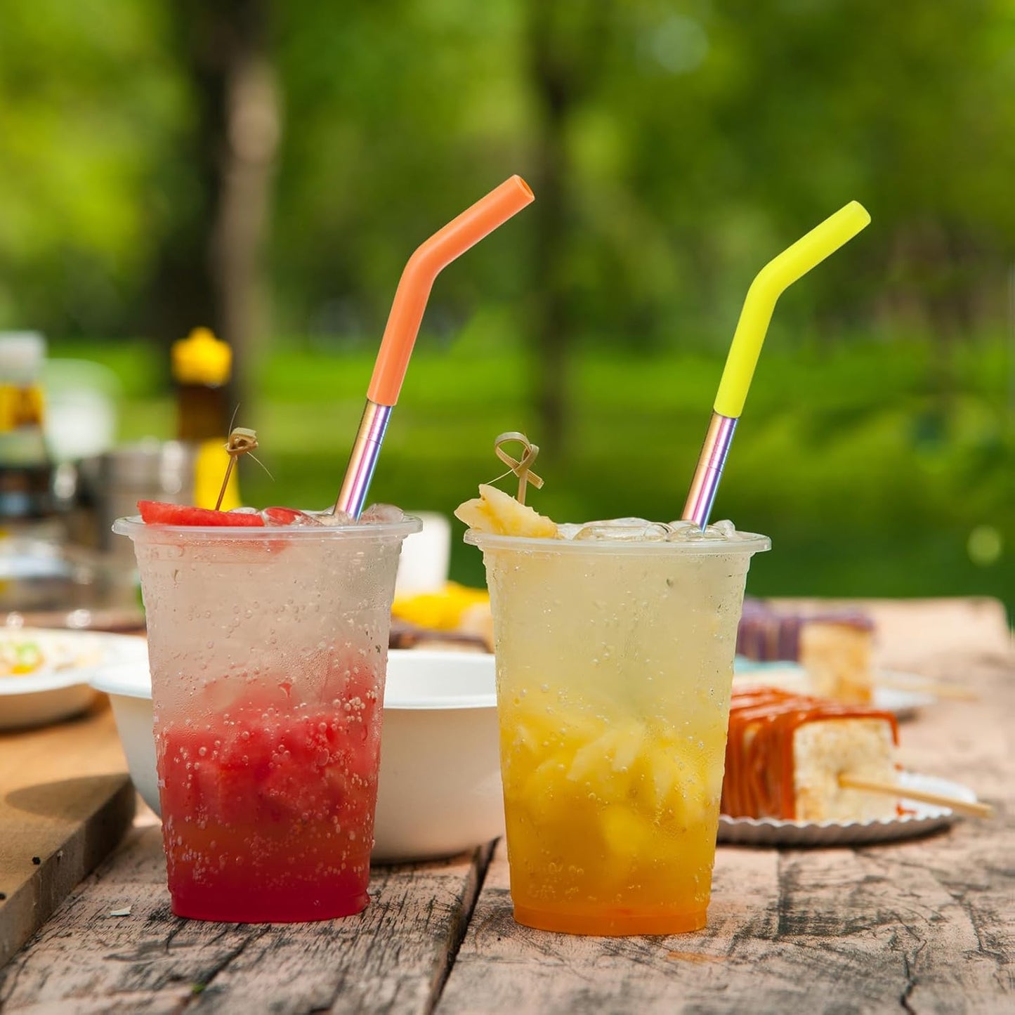 uxcell 12pcs Silicone Straw Tips, Silicone Straw Elbows Tip, Soft Reusable Metal Straw Covers Fit for 8mm/0.31" OD Stainless Steel Straws, Green