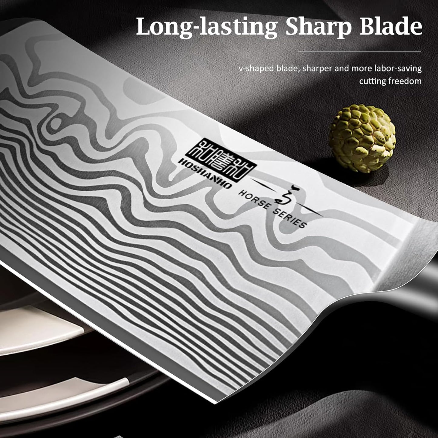 Cleaver Knife 7 Inch, Razor Sharp High Carbon Powder Steel Meat Cleaver, Professional Butcher Chopper Kitchen Knife for Meat Cutting Vegetable Slicing