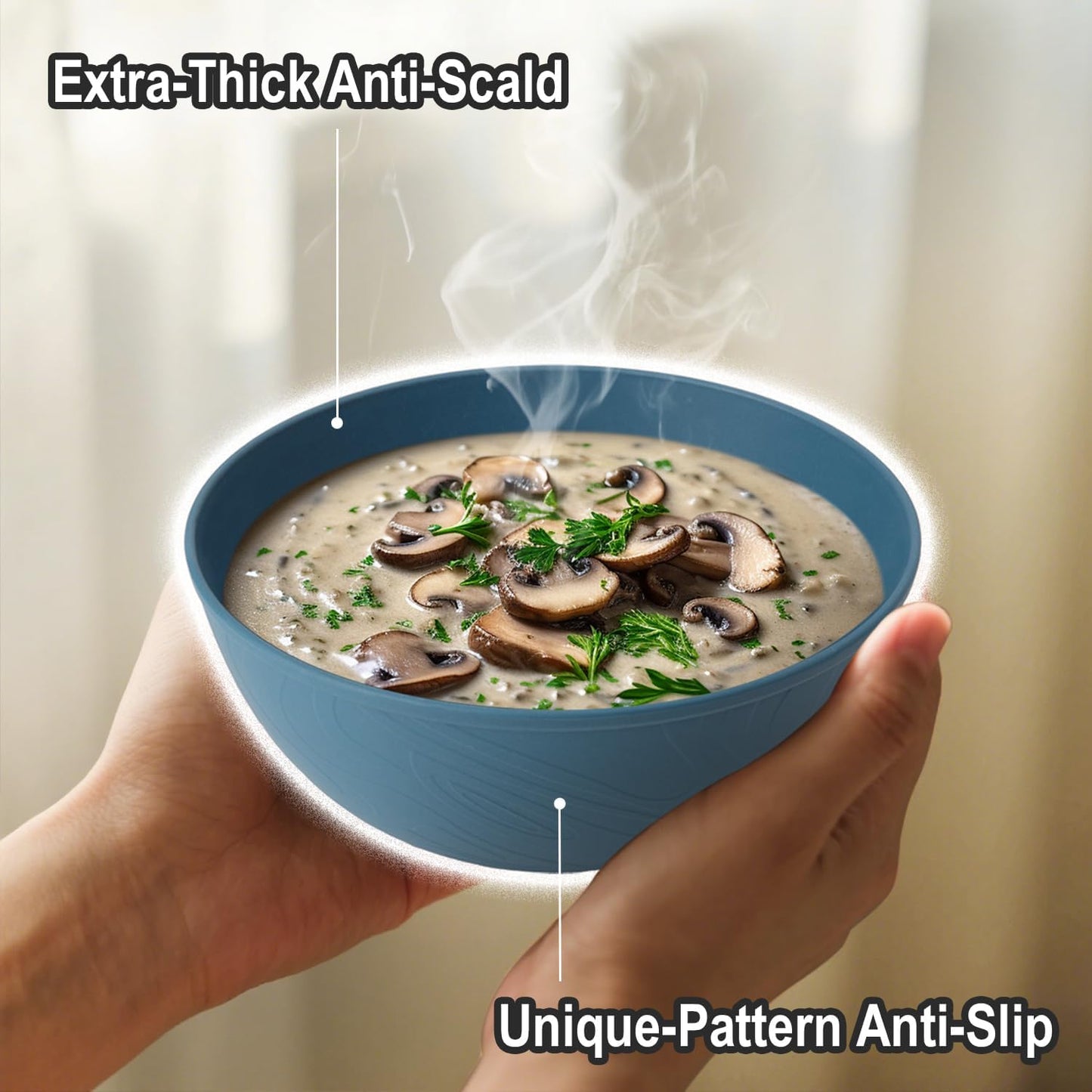 Wheat Straw Bowls for Kitchen set of 6,Anti-Scald Thick Soup Bowls 40oz,Microwave and Dishwasher Safe Bowl Sets, Unbreakable Cereal Bowl Sets. Vibrant Series