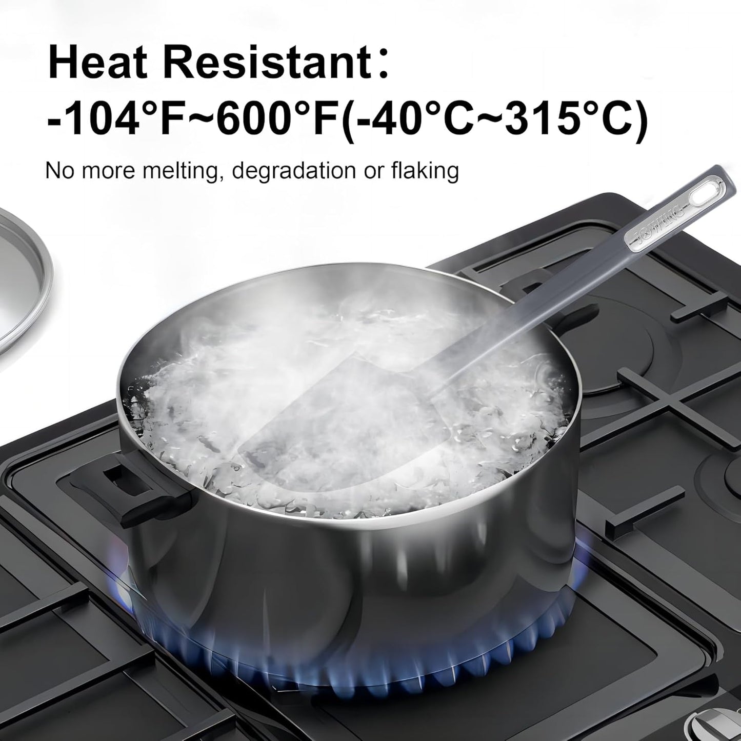 Premium Silicone Spatula Set, Flexible Heat Resistant Non-slip Handle Baking Cooking Rubber Spatulas, Grey