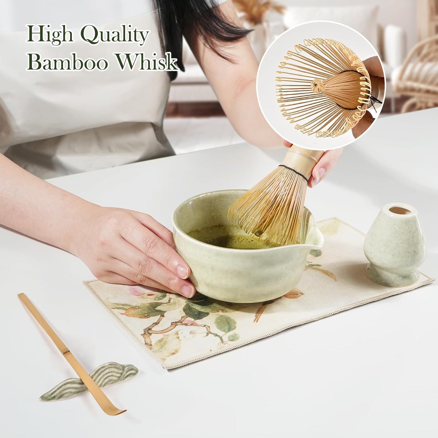 Matcha Set, 8 PCS Japanese Matcha Bowl Set with Whisk and Tea Scoop - Traditional Matcha Kit for Authentic Matcha Preparation, Perfect for Gift