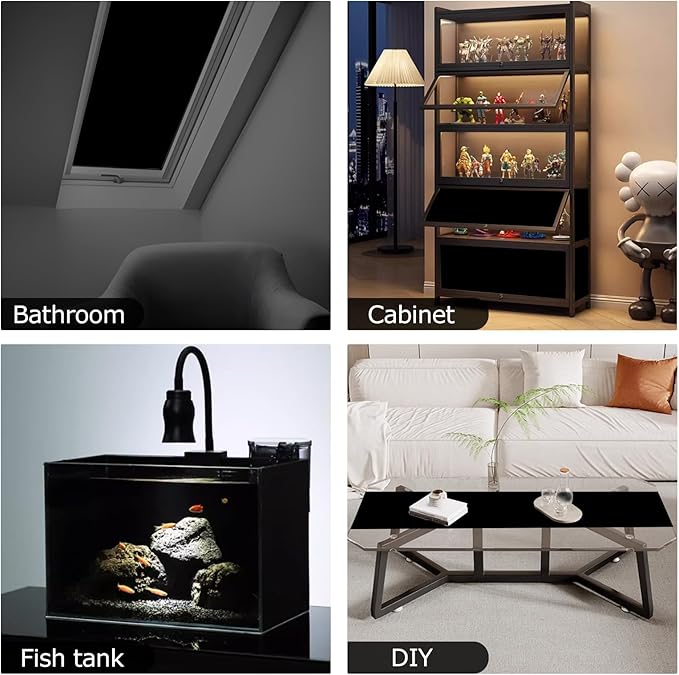 HIDBEA Mirror Blackout Window Film,100% Light Blocking Room Darkening Window Privacy Film,Mirror Glass Window Film Heat Control,Removable Window Cover Tint for Day Sleep(Mirror Black,17.3in x 13.1ft)