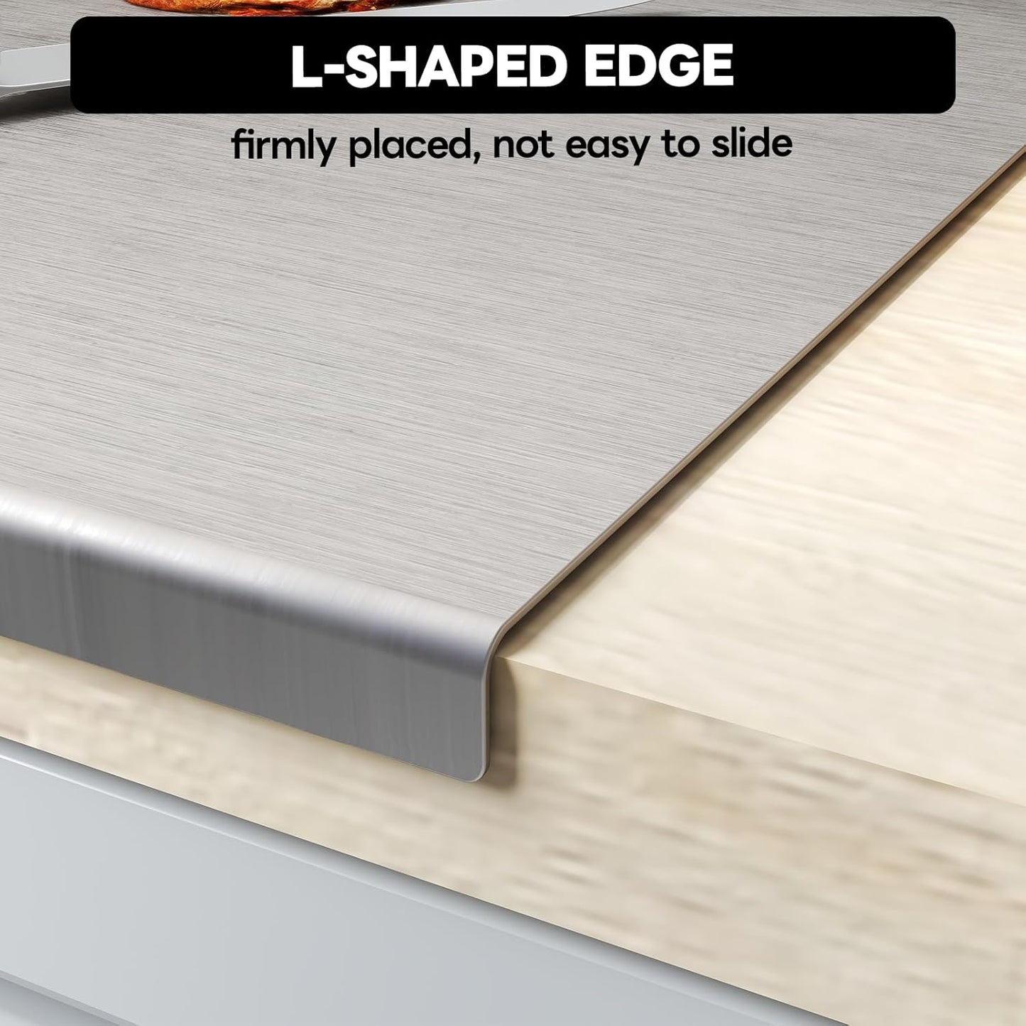 Stainless Steel Cutting Board with Lip 31.5" L X 22.8" W Large Cutting Board Metal Baking Board Non Stick Thick Board with Rolling Pin for Meat Fruits Vegetables Bread and Baking