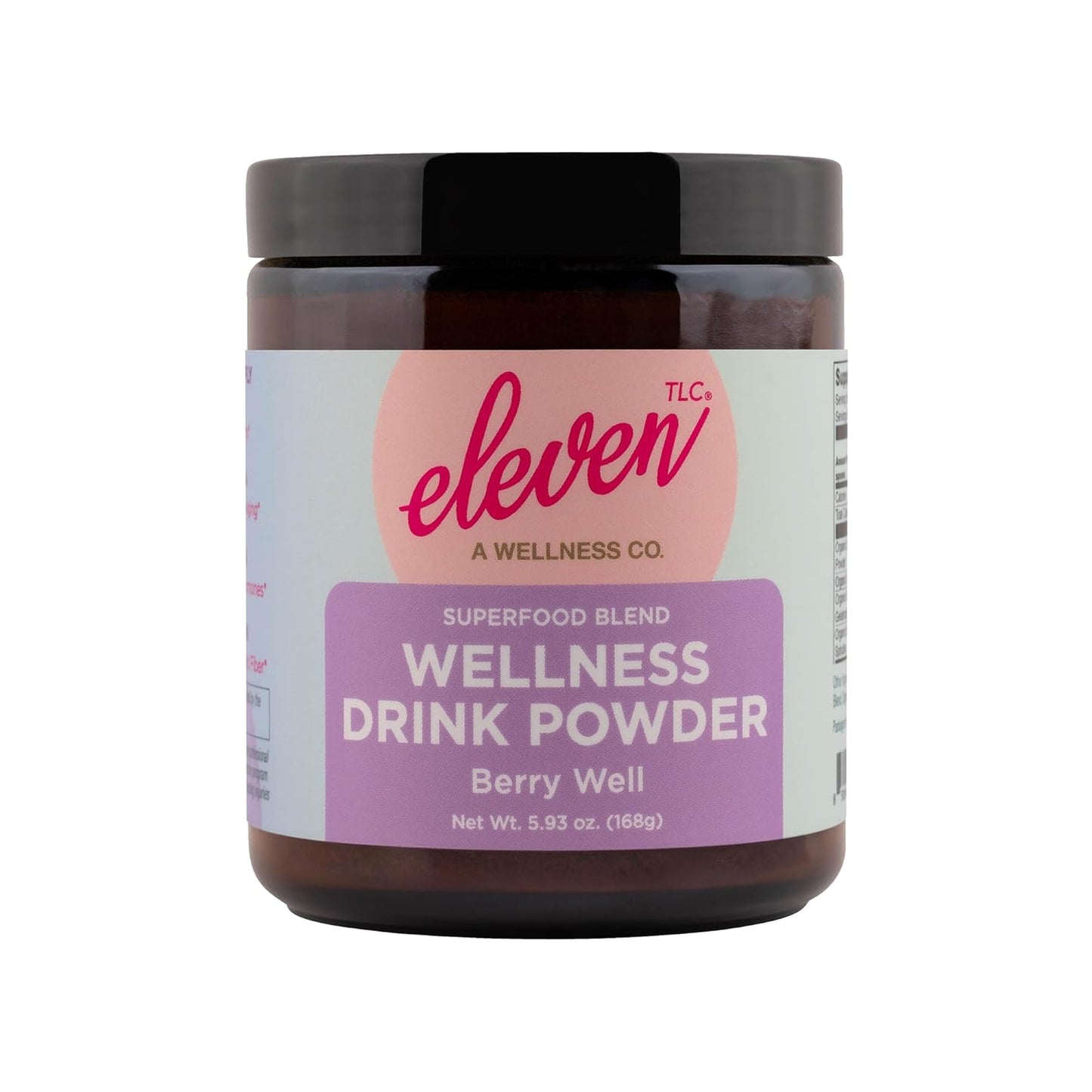 Eleven TLC, Berry Well Superfood Drink Mix, Lattes, Smoothies, Refreshers, Tea, Superfood Berry Antioxidant Support with Blue Butterfly Pea Flower, BlueSpirulina, Maca, Inulin Pre-Biotic, 21 Servings