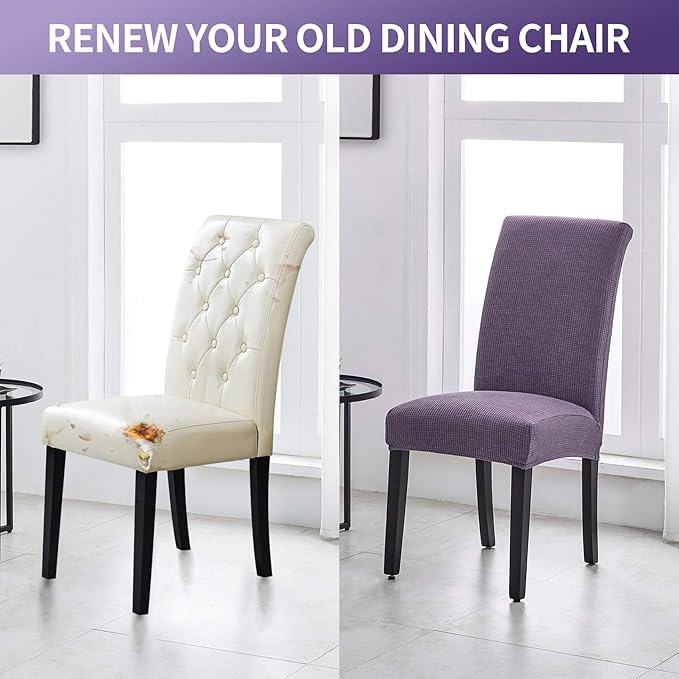 Joccun Chair Covers for Dining Room Set of 2, Dining Chair Slipcovers Stretch Dining Room Chair Covers Seat Protector,Washable Parsons Chair Cover for Home,Hotel(Grapeade,2 Pack)