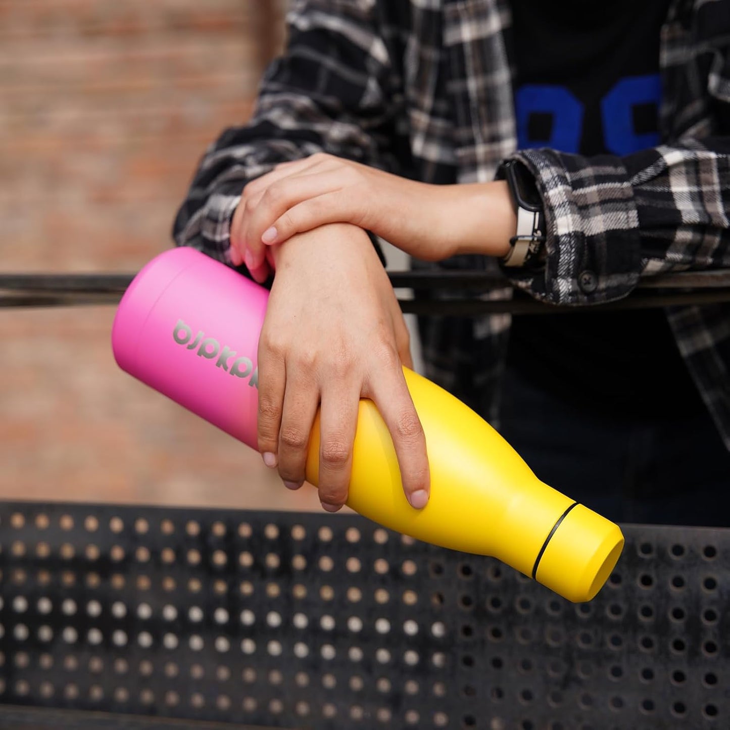 BJPKPK 12oz Water Bottles Stainless Steel Double Wall Vacuum Insulated Small Water Bottles for Travel,Rainbow