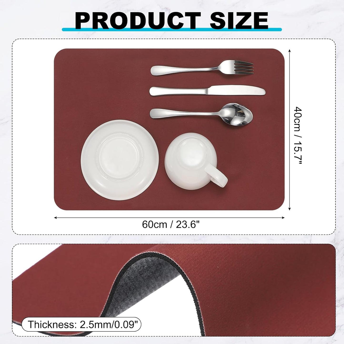 uxcell Silicone Mats for Kitchen Counter, 23.6" x 15.7" Non-Slip Countertop Protector Mat Heat Resistant Coffee Mat Waterproof Table Placemat, Wine Red