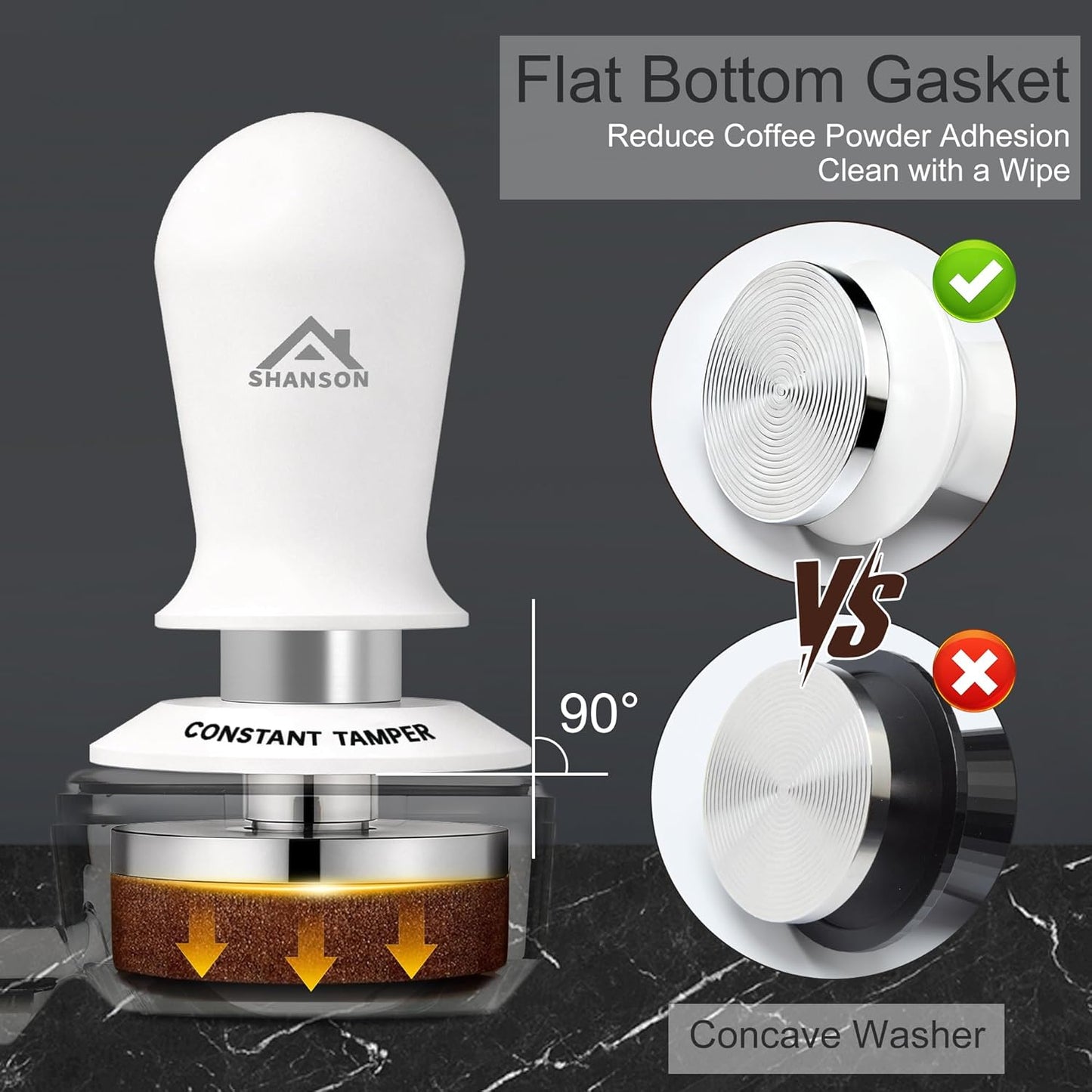 ShanSon 53mm Espresso Tamper,Coffee Accessories,Triple Spring 30lb Constant Pressure, Audible Click Sound Feedback, Stainless Steel Ripple Base,Anodized Aluminum Handle,Tamper Tool Espresso