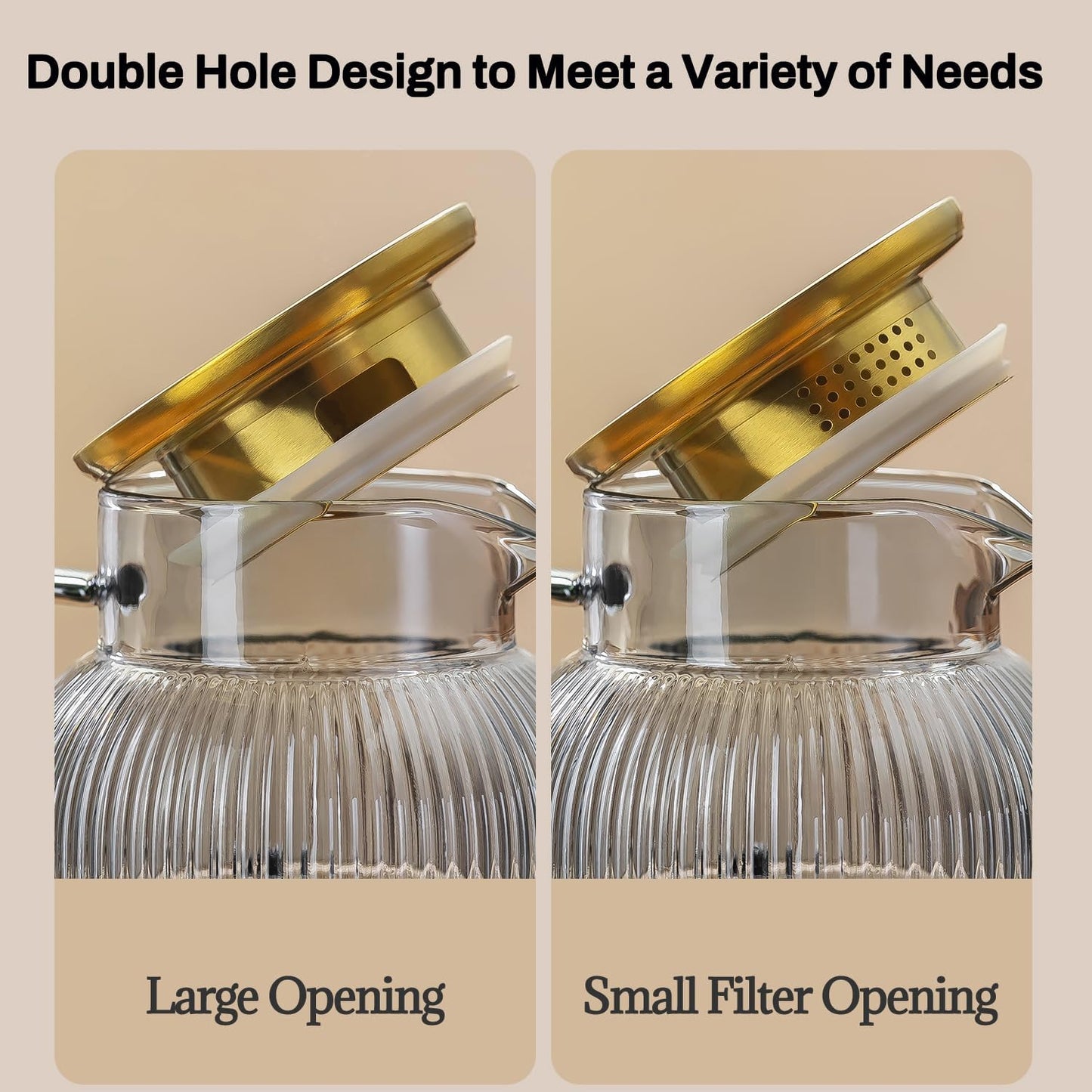 2 PACK Glass Pitcher with Lid, 68 oz/ 2 Liter Gray Classic Vertical Stripes Water Pitcher,Glass Water Carafe for Cold Brew, Coffee, Lemonade, Iced Tea,Beverage, Heat Resistant Water Glass Jug