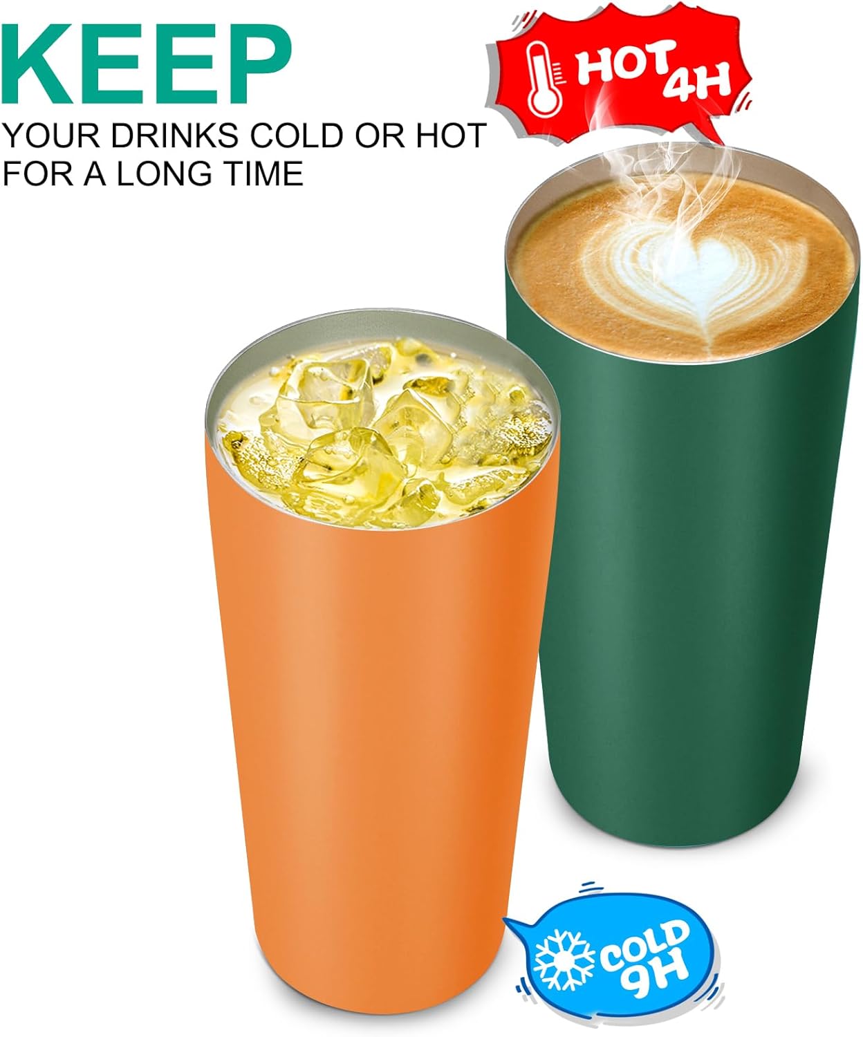 VEGOND 20oz Tumbler Stainless Steel Tumbler with Lid And Straw Vacuum Insulated Double Wall Travel Coffee Mug(orange package 6)