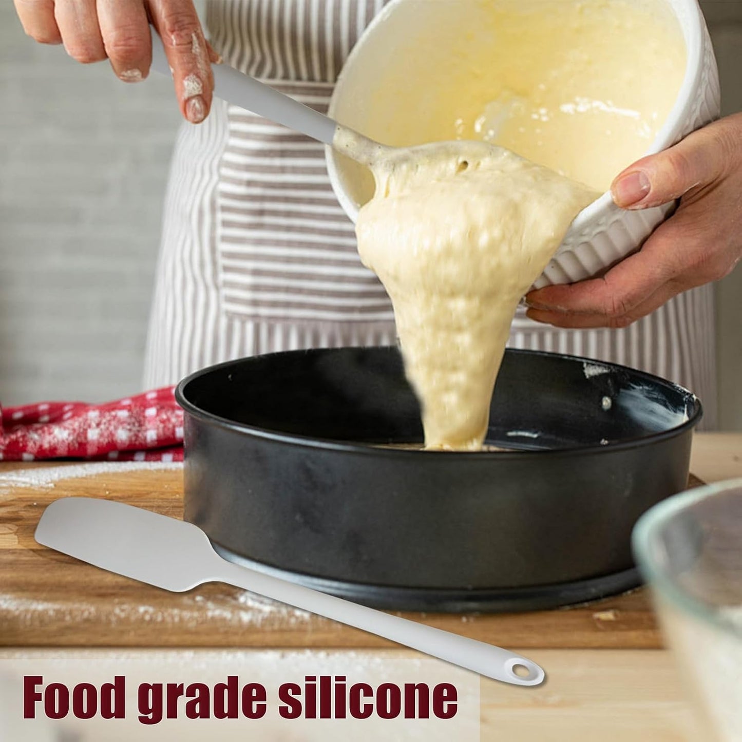 Silicone Spatula, 4-Pack Silicone Set,Heat Resistant for Non Stick,Food Grade Cookware with Stainless Steel for Mixing,Cooking,Baking,Flipping,Spreading,Lifting,Serving,BPA Free,Dishwasher Safe(Gray)