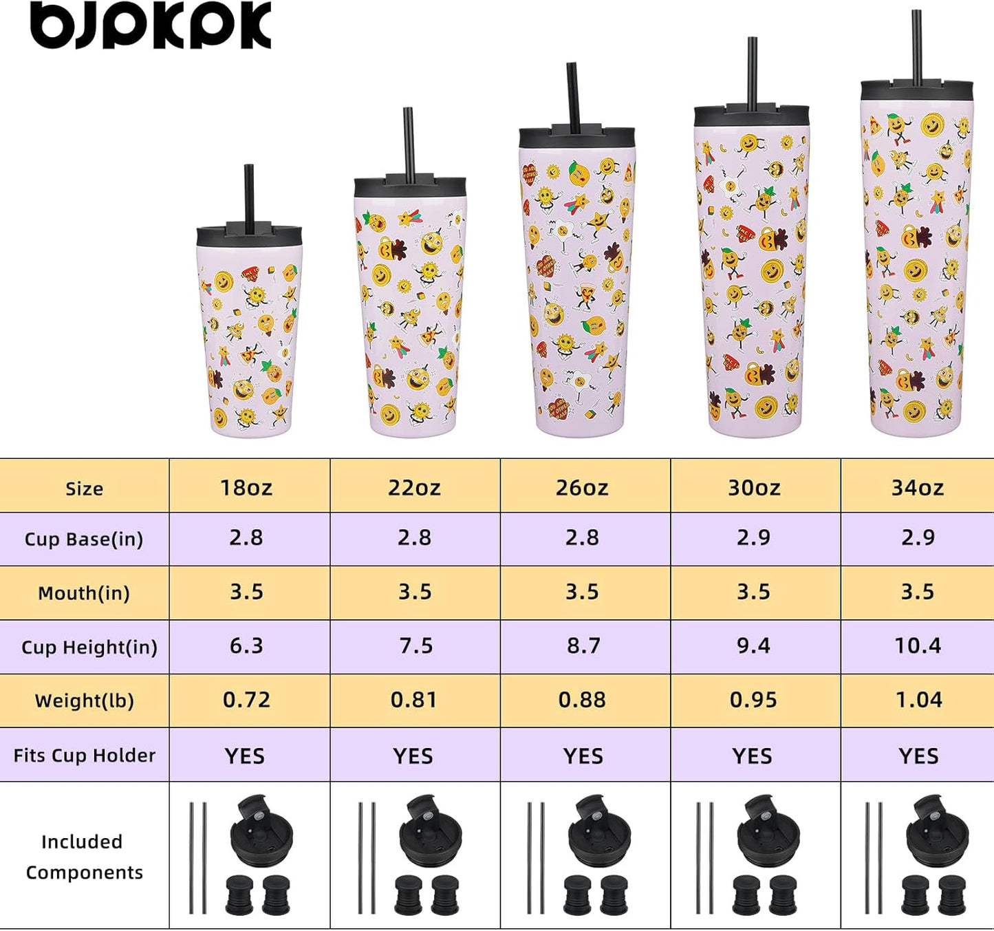 BJPKPK 34oz Skinny Tumbler With lid And Straw Stainless Steel Travel Coffee Mug Insulated Tumblers Cups,Hawaii Fruits Purple