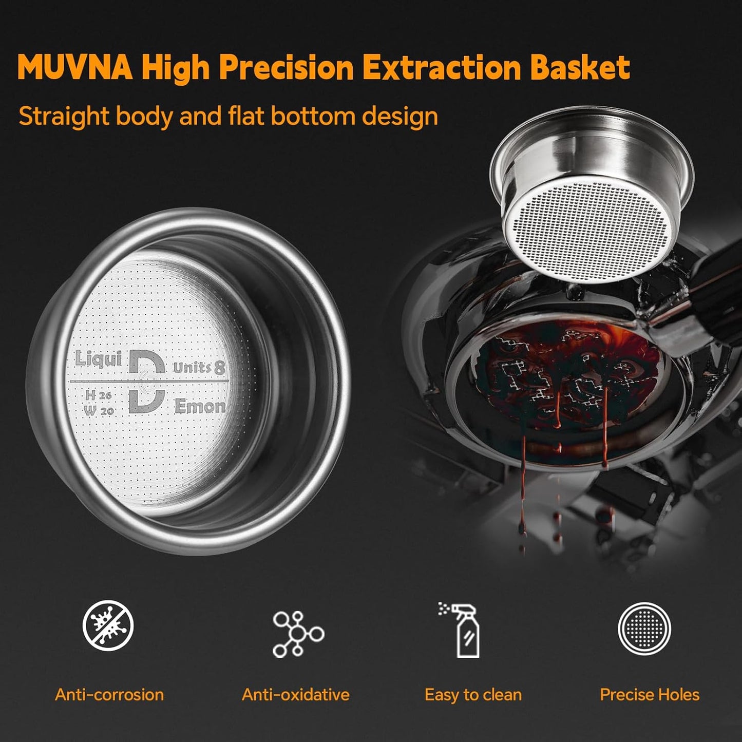 58MM Espresso Portafilter Basket, 20g Coffee Paper Filters, High Precision Extraction Portafilter Basket Filter, Fits for Most 58MM Coffee Machines