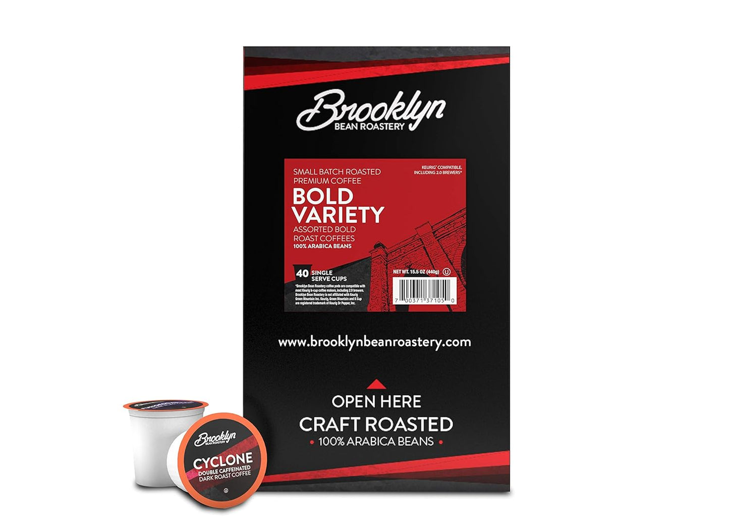 Brooklyn Beans Coffee Pods, Bold Gourmet Variety Pack - Compatible with Keurig 2.0 K Cup Brewers, 40 Count, Strong and Intense Dark Roast