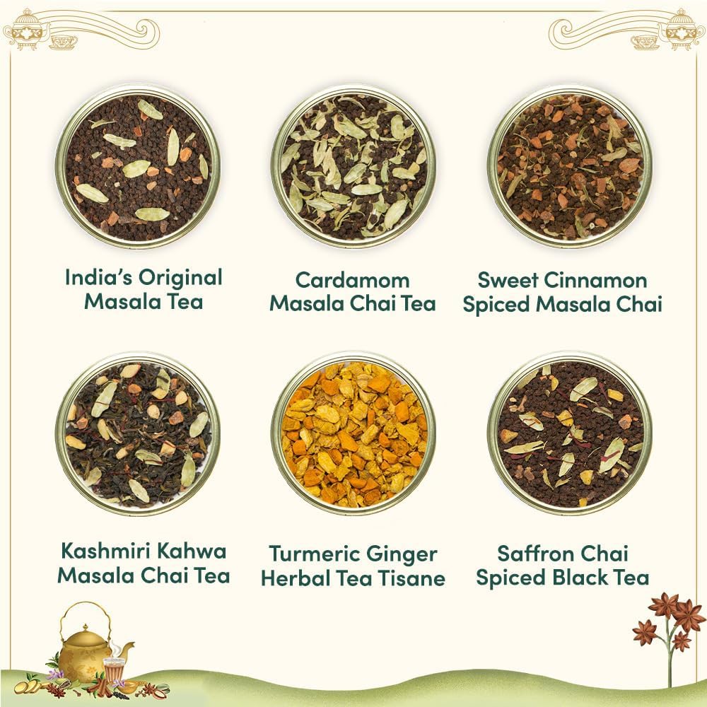 VAHDAM, Chai Tea Gift Set (12 varieties) Chai Loose Leaf Tea in Tin Caddy Gift Box | Exotic Chai Tea Blends | Gluten Free, Non GMO | Gifts for Men and Women | Gifts for Him/Her