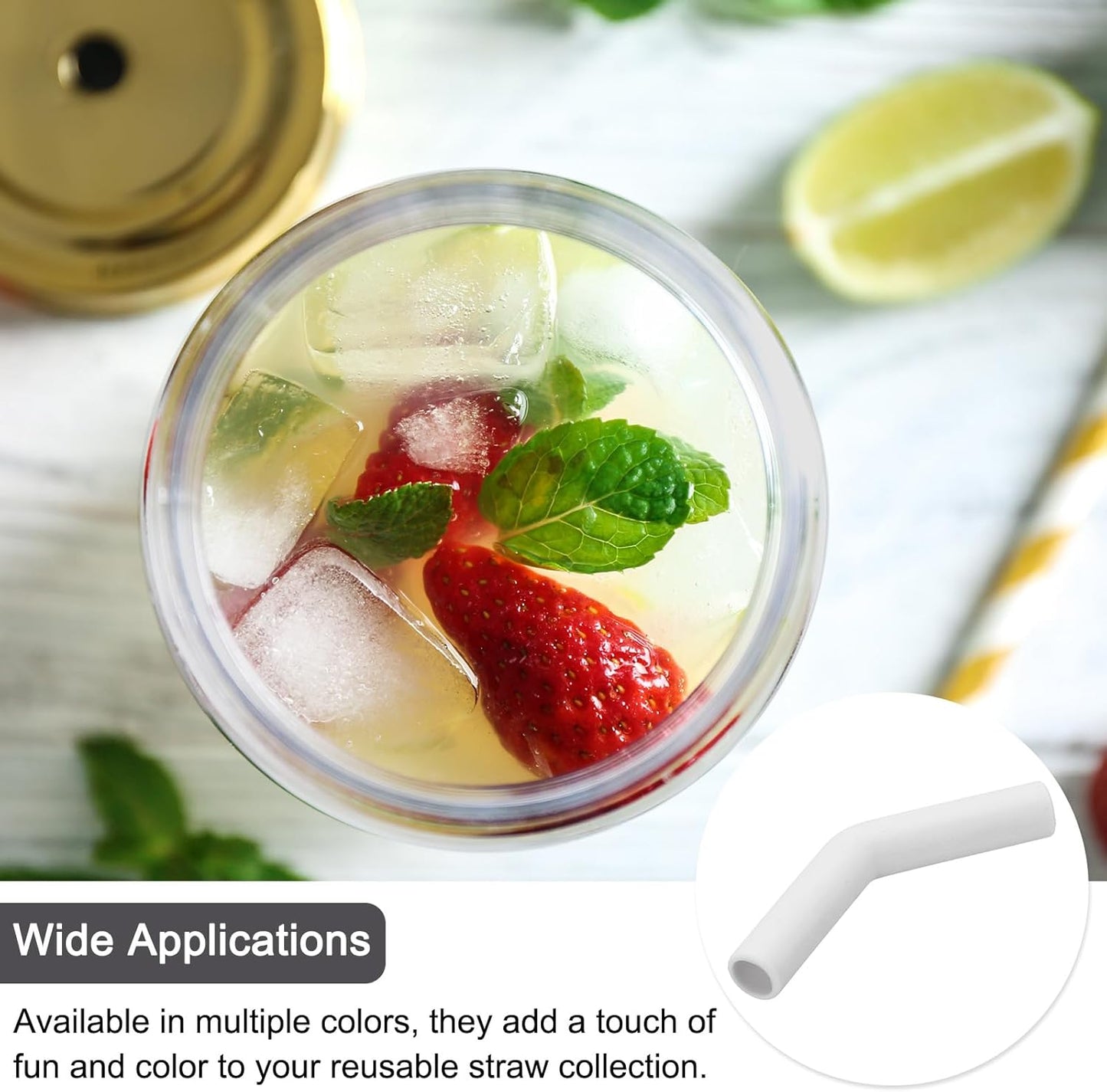 uxcell 4Pcs Silicone Straw Tips, Silicone Straw Elbows Tip, Soft Reusable Metal Straw Covers Fit for 10mm/0.39" OD Stainless Steel Straws, White