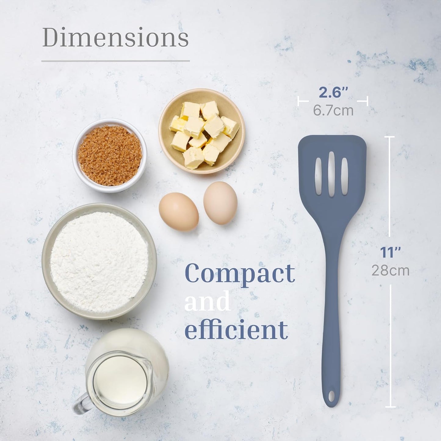 Silicone Slotted Turner Set – 2-Piece Set of Turner Spatulas for Eggs and Pancakes – Kitchen Tools and Accessories with Comfortable Handles, Heat-Resistant Utensils for Cooking & Baking – Blue