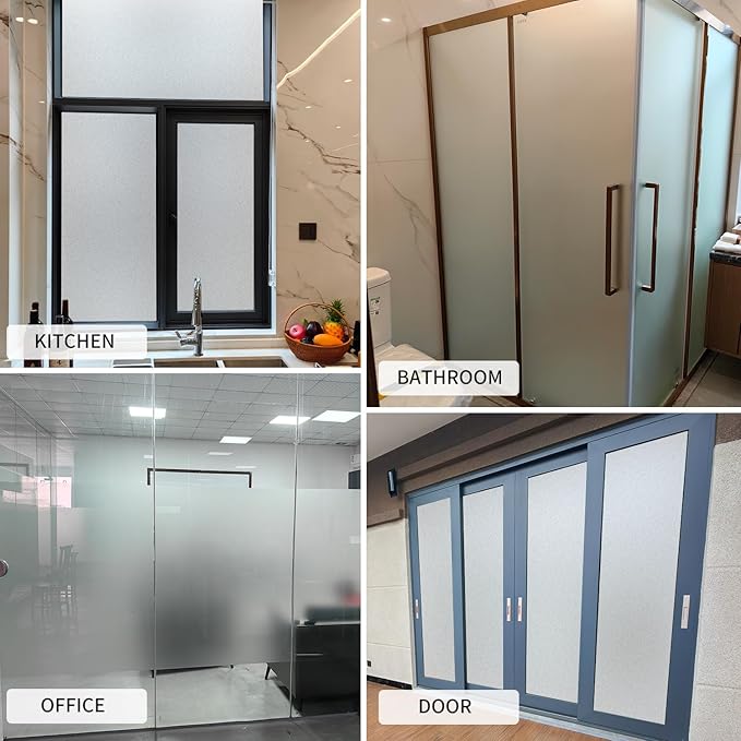 Window Privacy Film with Installation Tools, Static Cling, Anti UV, Heat Control, Ideal for Home Shower Office Glass Door (White Frosted, 17.5X118.1Inch)