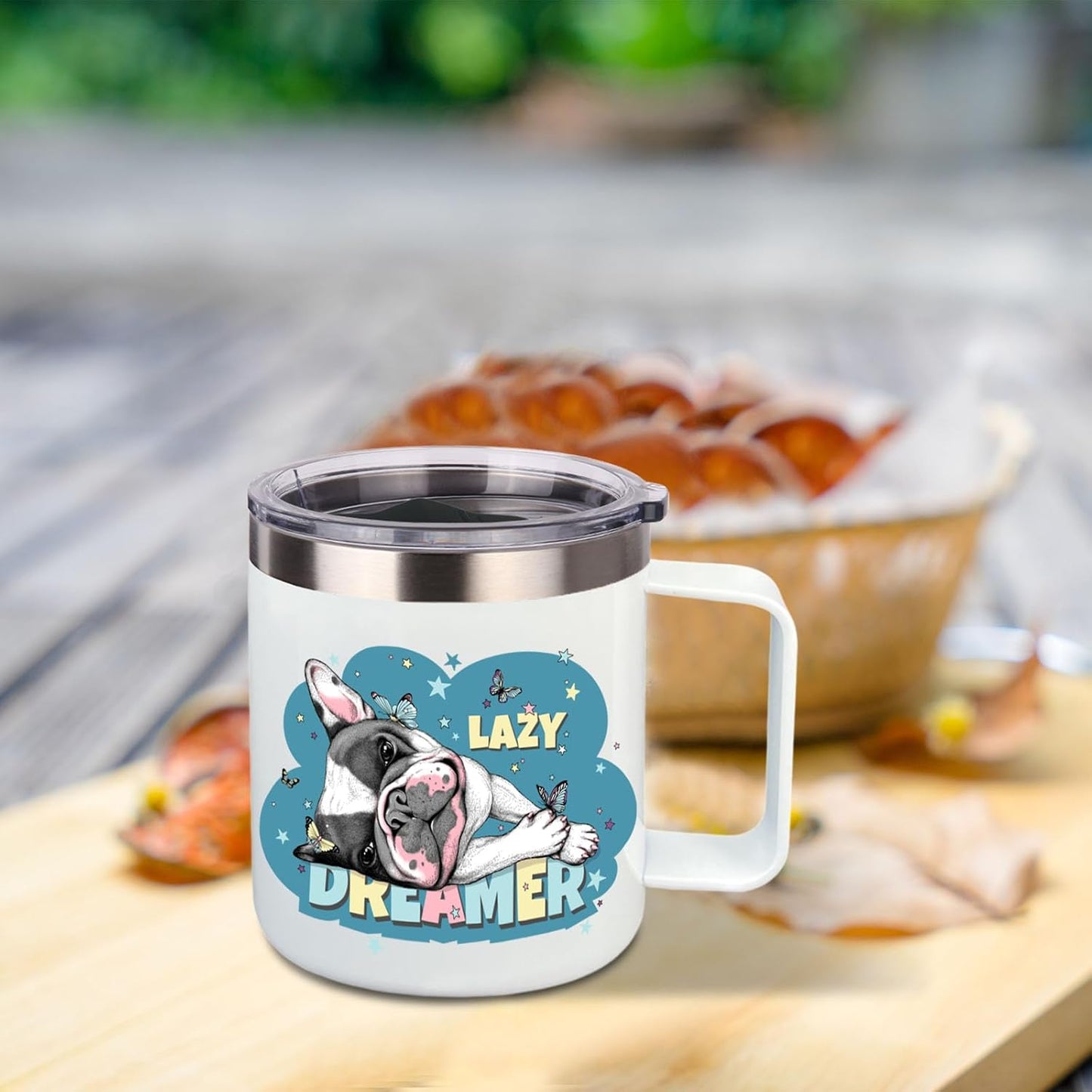 Volhoply 14oz sublimation Insulated Stainless Steel Coffee Mug with Lid Bulk 8 Pack,Double Wall Vacuum Travel Coffee Cup with Handle,Reusable Metal Cups Tumbler,Camping Mugs(Sublimation,8)