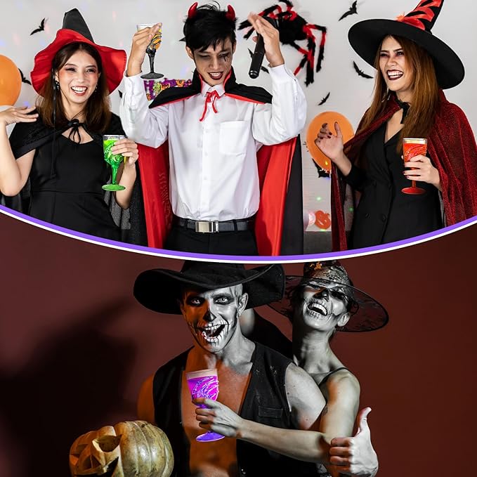 Yungyan 60 Pcs Halloween Skeleton Hand Plastic Goblets Set 12 oz Spooky Skeleton Hand Goblets Halloween Clear Cups Wine Glasses Creepy Champagne Decorations for Party Haunted House 4 Color