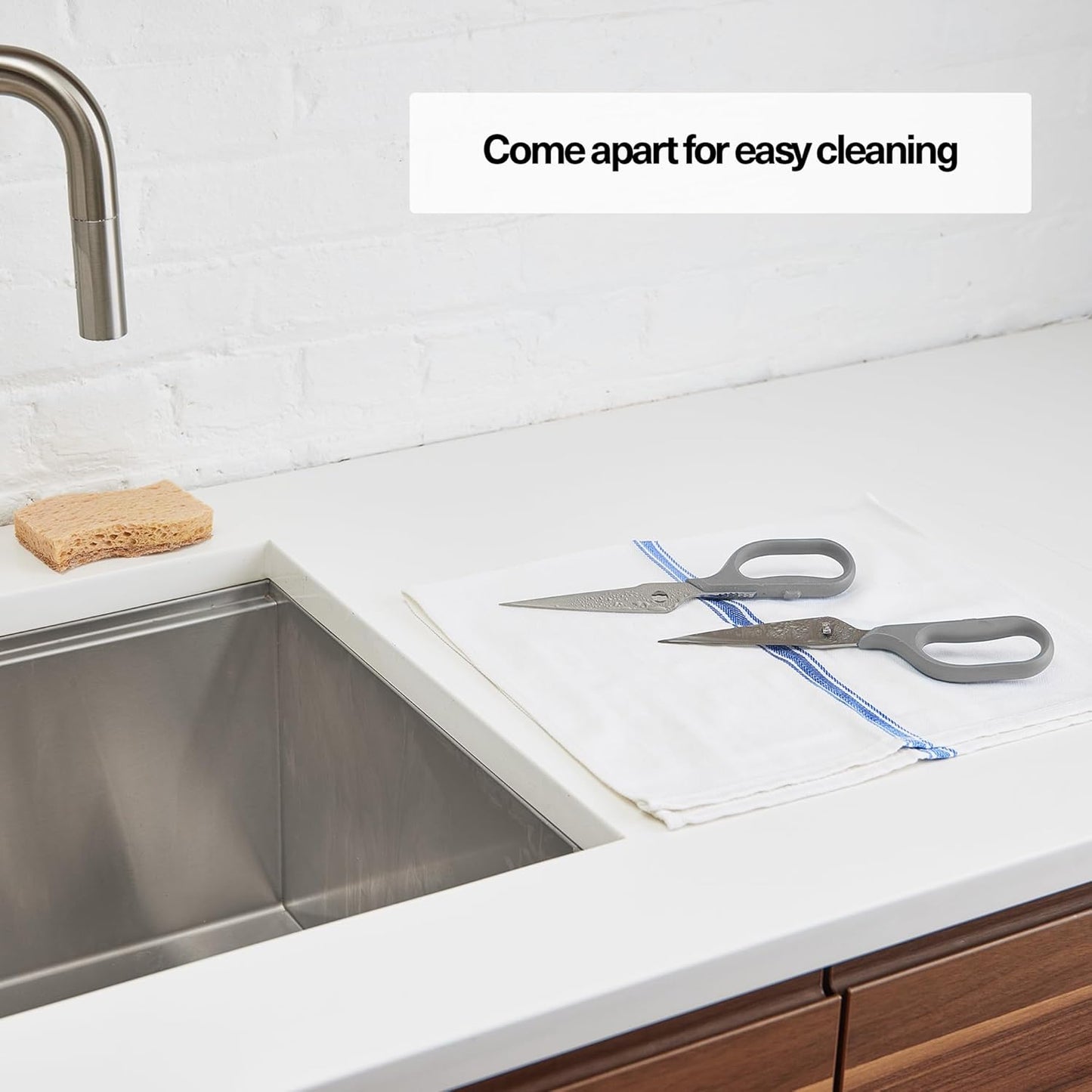 Misen Heavy Duty Kitchen Shears - Stainless Steel, Versatile and Easy Clean Scissors for Meat, Herbs and Veggies - Ambidextrous Comfort Handle - Professional Grade - Gray