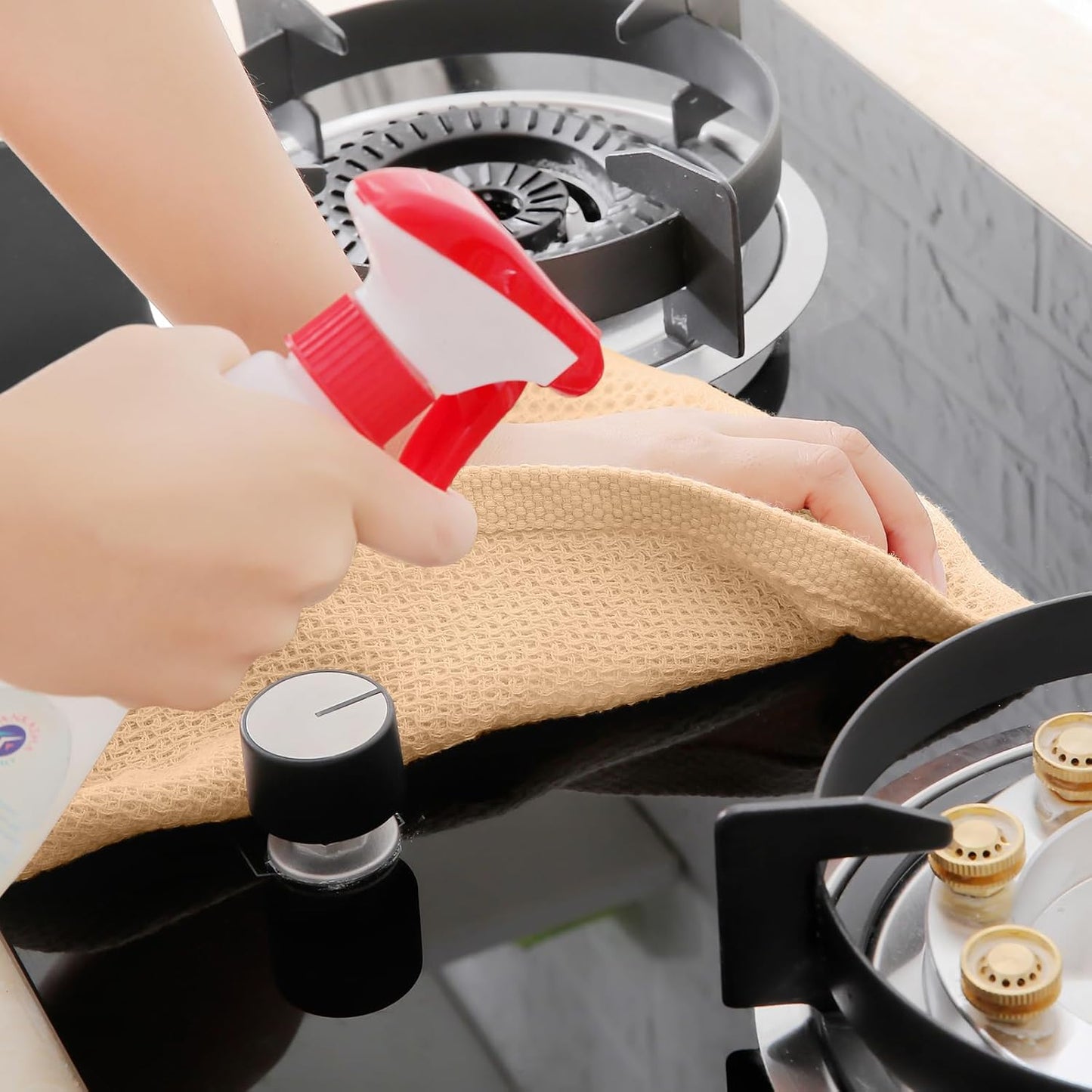 Homaxy 100% Cotton Waffle Weave Kitchen Dish Towels, Ultra Soft Absorbent Quick Drying Cleaning Towel, 13 x 28 Inches, 8-Pack, Apricot