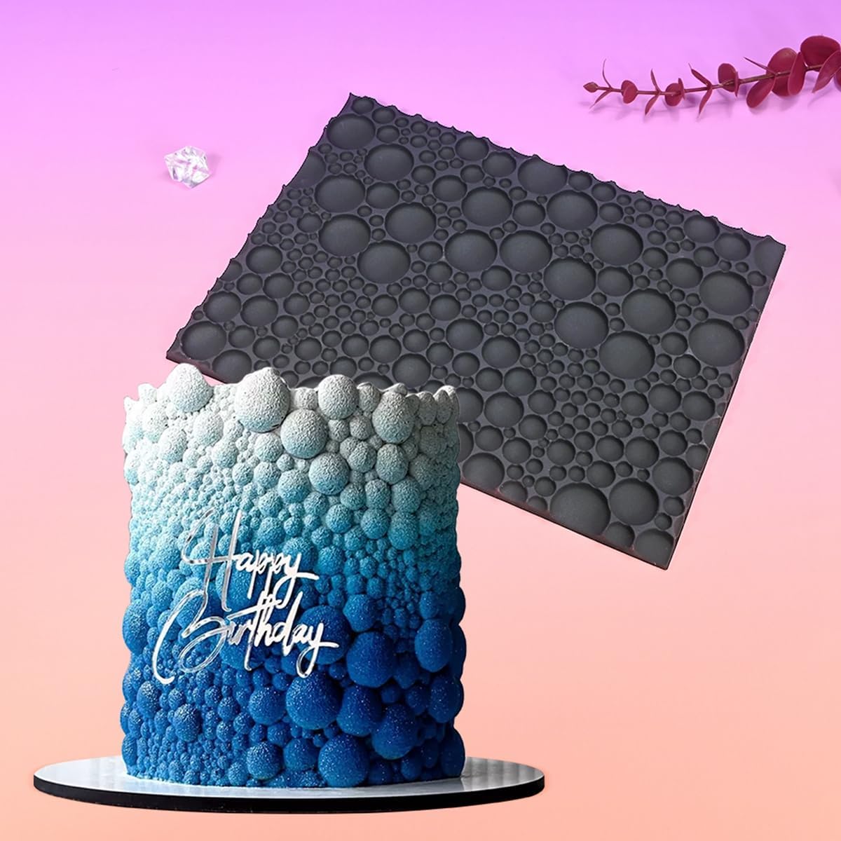 mostsom Silicone Lace Cake Mold for Fondant & Chocolate,Embossing Round Bubble Decorating - Reusable Baking Tools for Cupcakes, Cookies, Cake Decorations (F_ Round Bubble)