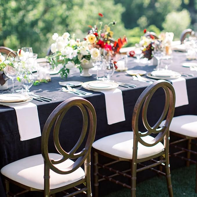 sancua 4 Pack Black Tablecloth 60 x 84 Inch, Rectangle Table Cloth for 4ft Tables - Stain and Wrinkle Resistant Washable Polyester Table Cover for Dining Wedding Banquet Party Buffet Restaurant