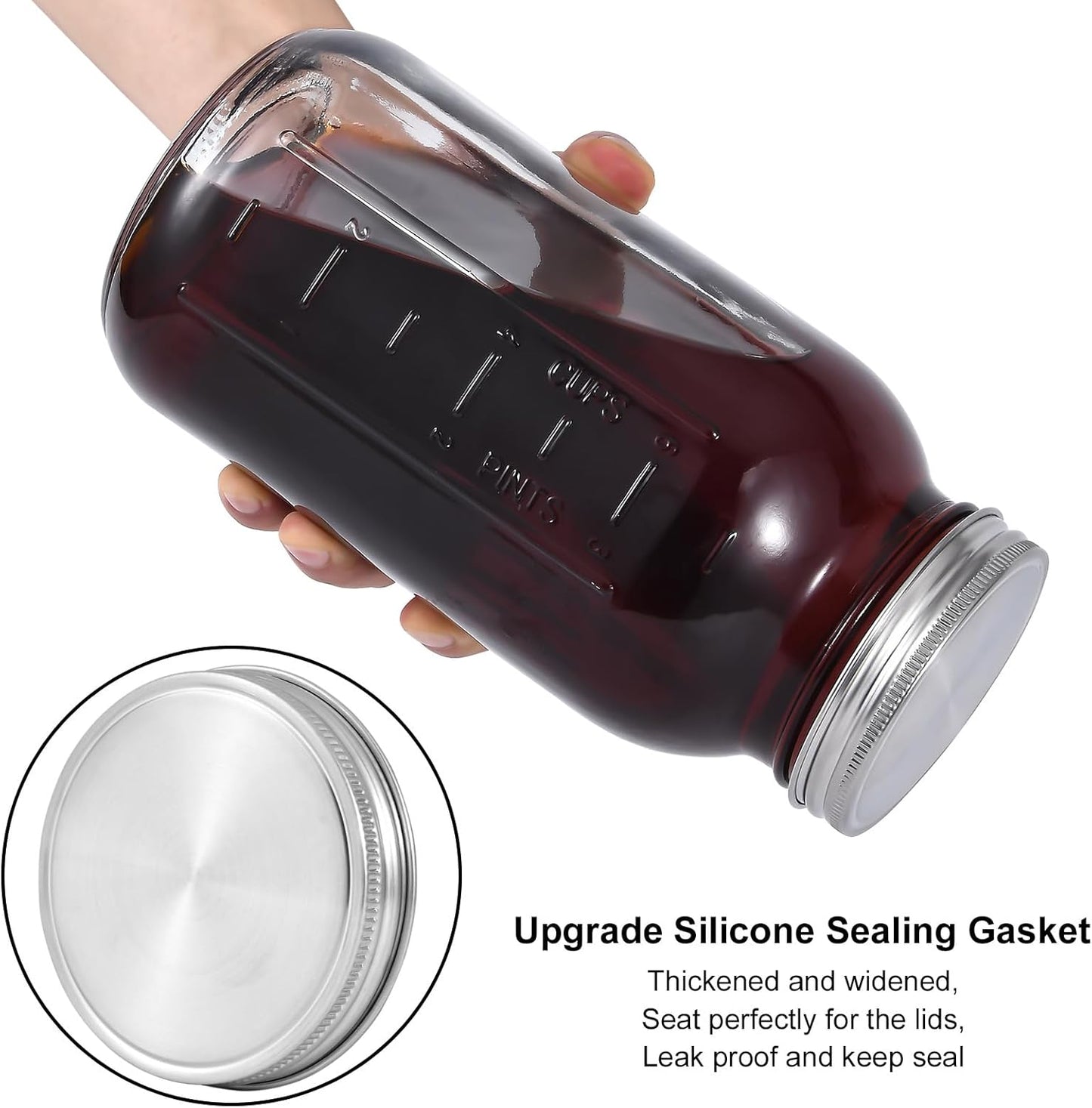 UPTRUST Durable Glass Cold Brew Mason Jar Iced Coffee Maker, 64 oz (2 Quart), Heavy Duty Stainless Steel Filter for Iced Brew Coffee, Lemonade, Ice Tea, Homemade Fruit Drinks Container