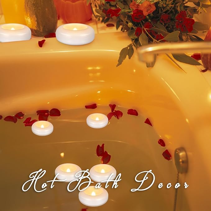 24 Pack 3”Floating Candles Water-Activated Flameless LED Candle, 120 Hour White Battery Operate Waterproof Tealights for Cylinder Vases, Centerpieces at Wedding, Party, Pool,Romantic.