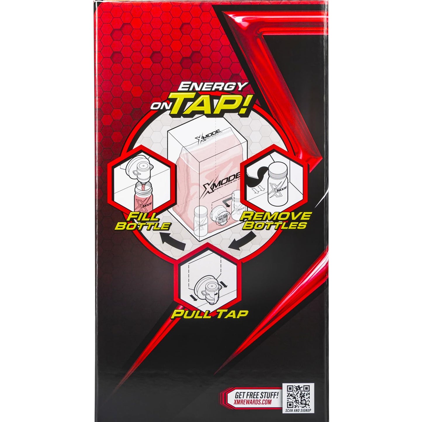 XMODE Energy Shots on Tap with Dispenser & 2 Bottles, 100 Servings - Cherry Bomb Flavor Energy Caffeine Shots - Quick Energy Boost Shots with Vitamins B6 & B12, Caffeine - Great Taste, Zero Calories