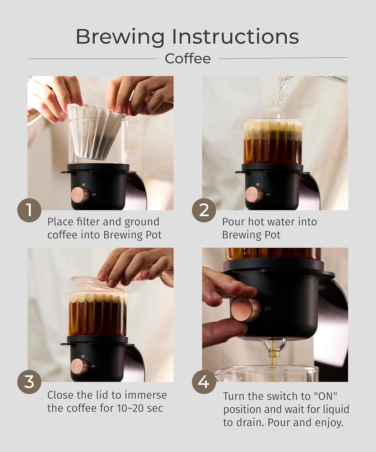 Glass Tea Pot with Infusers for Loose Tea and Drip Coffee Pour Over, Semi Automatic Tea Set with Magnetic Clear Teapot, Black