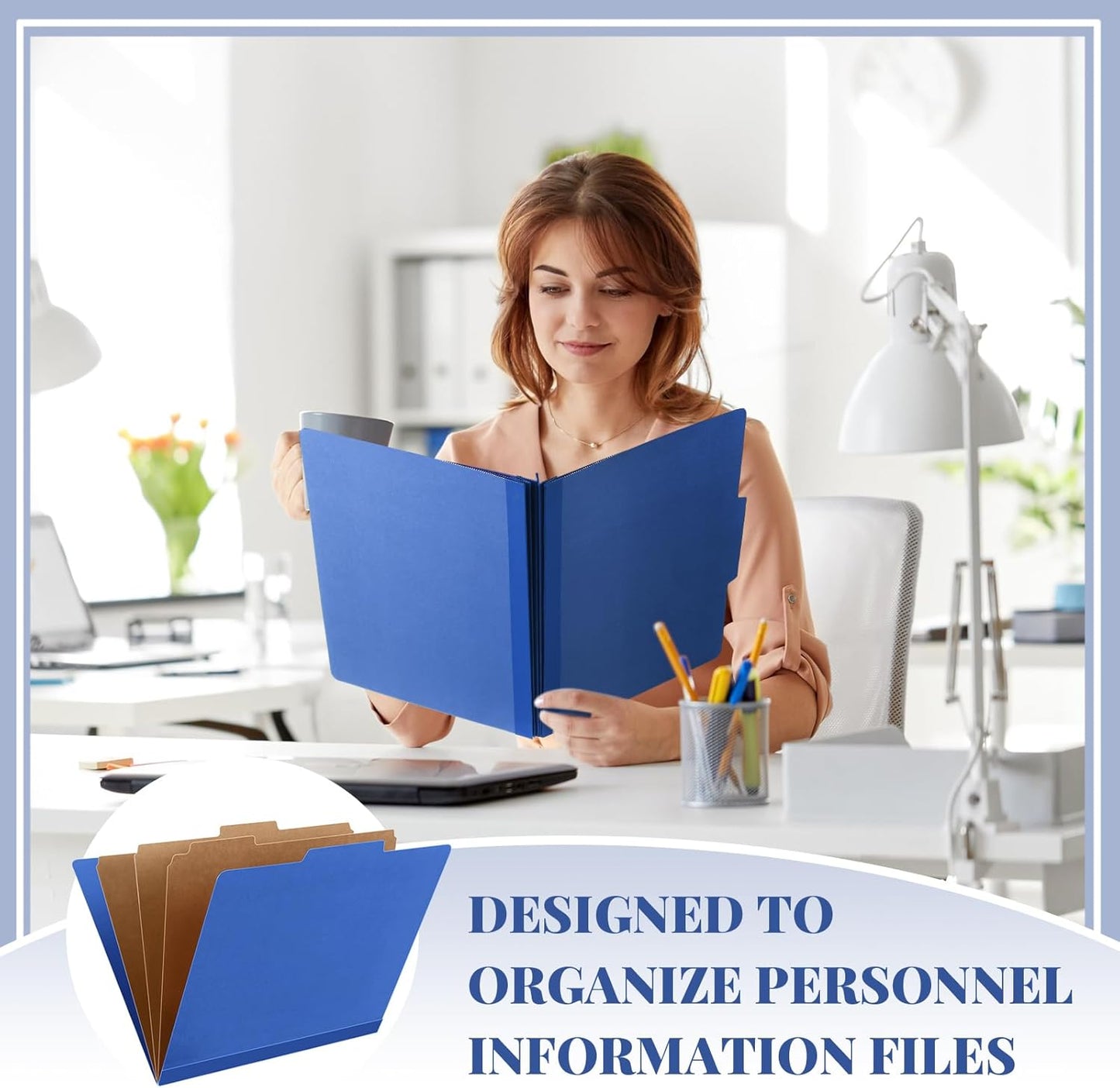 36 Pcs Classification Folders Letter Size, Back to School Supply for Teacher, Student, 3 Dividers Pressboard File Folder Bulk with 2 Fasteners, 3.5 Inch Expanding File Organizer (Dark Blue)