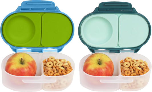 b.box Snack Box (2-pack) Reusable Snack Containers with Lids – Bento Box for Kids & Toddlers, Leakproof Lunch Box, BPA-Free and Dishwasher Safe Snack Container(O'Breeze + Emerald, 1 3/4 Cup)
