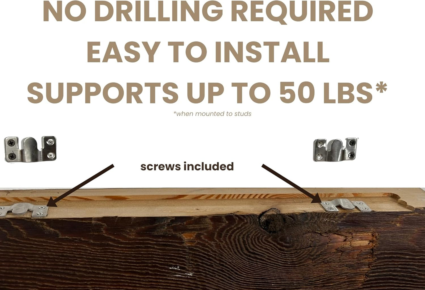 Modern Timber Craft Reclaimed Wood Floating Wall Shelf | Solid Rustic American Barnwood, Floating Shelf Brackets | 2.75" Thickness | 18" L x 8" D, Jacobean, Planed and Sanded, 2 Pack