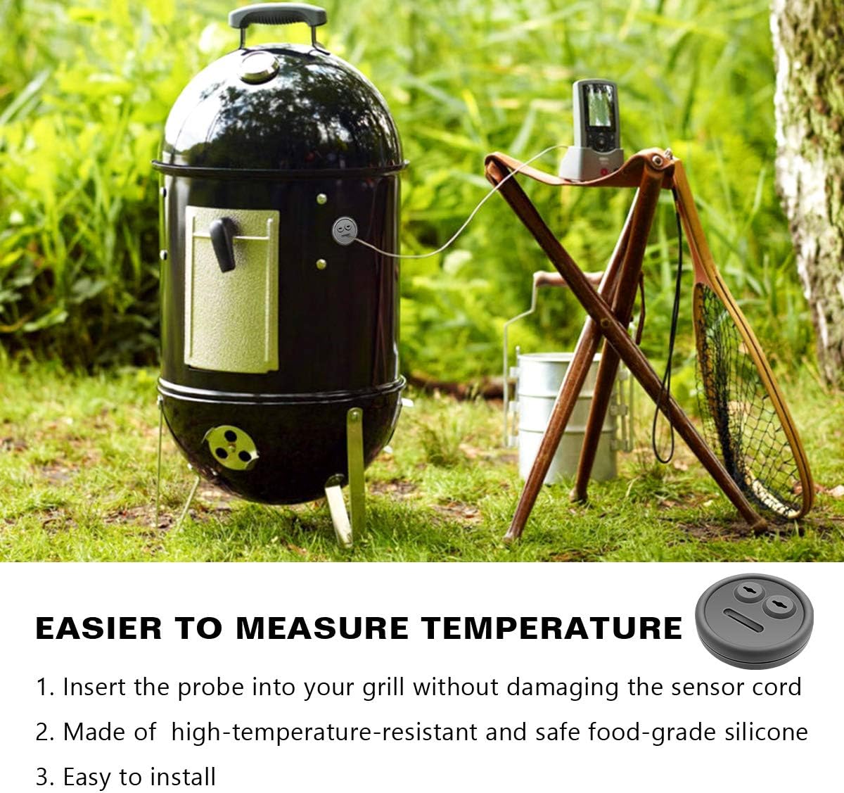 3 Pack Meat Thermometer Probe Grommet for Grill, Replacement for Weber 85037 Smokey Mountain Cookers Accessories, and Other Grills DIY Probes Port