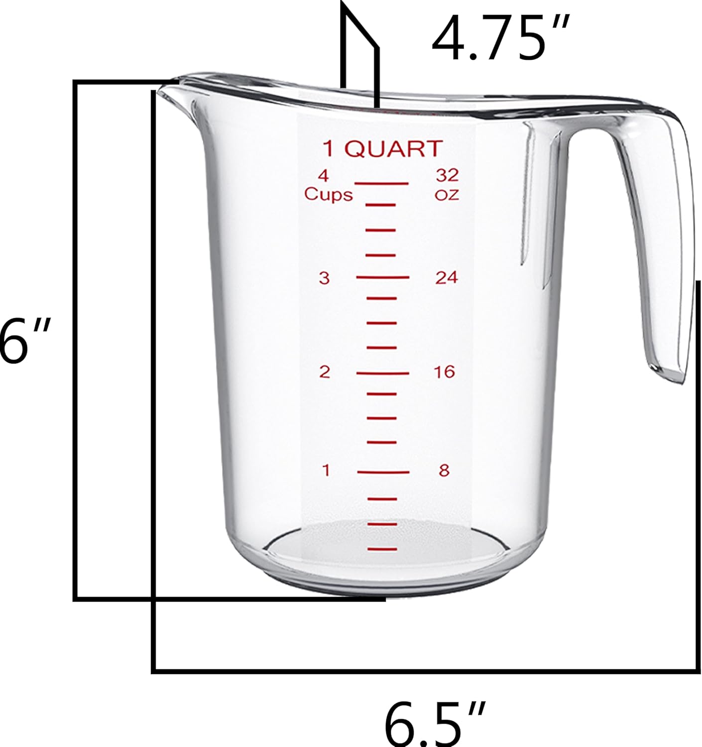 DaYammi Measuring Cups 2-Piece, Unbreakable Food-Grade Plastic Measuring Cup for Dishwasher, 4-Cup Nesting Liquid Measuring Cups for Prepping, Baking, Cooking, Readable Markings, Clear