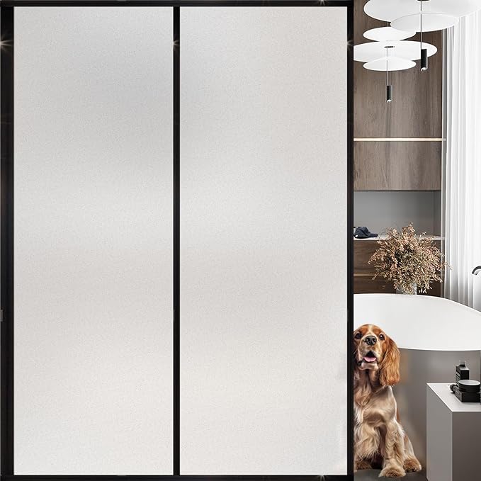 Window Privacy Film with Installation Tools, Static Cling, Anti UV, Heat Control, Ideal for Home Shower Office Glass Door (White Frosted, 17.5X118.1Inch)