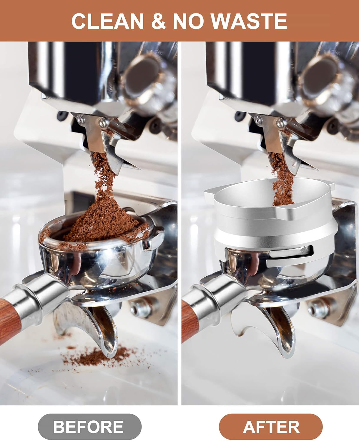 54mm Coffee Dosing Funnel, Hands-Free Aluminum Dosing Ring & 53.5mm Stainless Steel Puck Screen, Espresso Accessories suitable for 54mm Breville Barista Portafilters, with Grinding Trigger