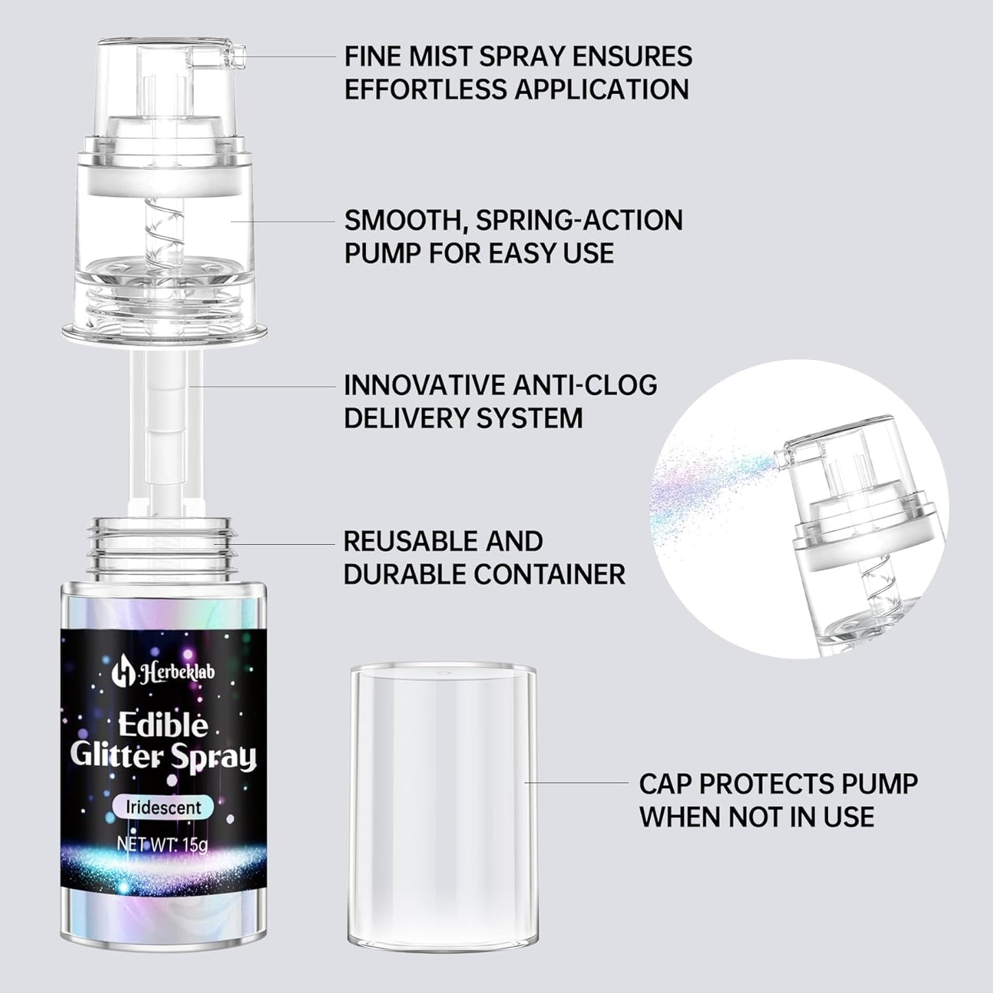 Rose Gold Edible Glitter Spray - 15g Edible Rose Gold Glitter for Cakes Food Grade Metallic Shimmer Powder Cake Spray for Cookie Decorating Chocolate Strawberry