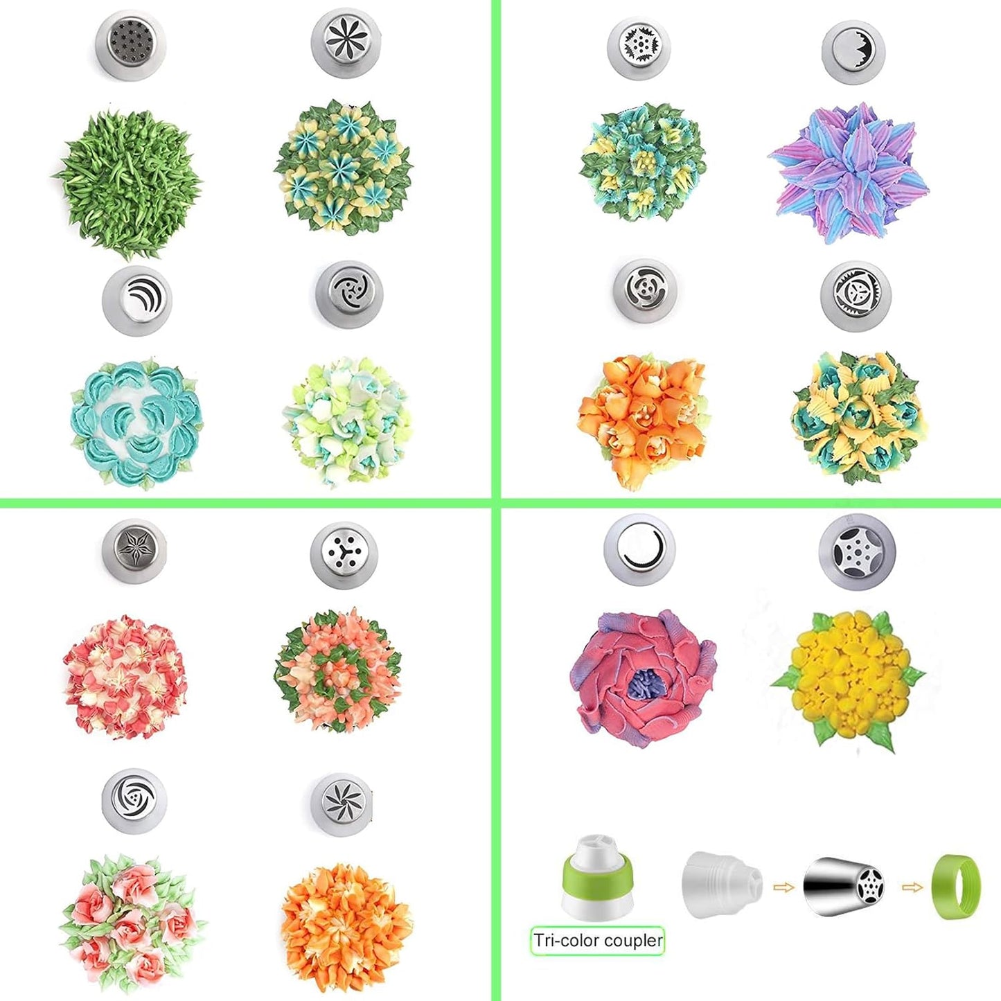 Suuker Russian Piping Tips, 134 Pieces Piping Bags and Tips Set, Frosting Piping Kit with 30 Large Piping Tips, 100 Icing Bags and Tips Set, Cake Decorating Kit