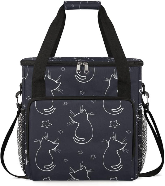 cat animal cartoon Coffee Maker Carring Bag Travel Carrying Storage Tote Bag Compatible with Keurig K-Mini or K-Mini Plus Portable Single Serve Coffee Brewer Case with Pockets for K-cup Pods